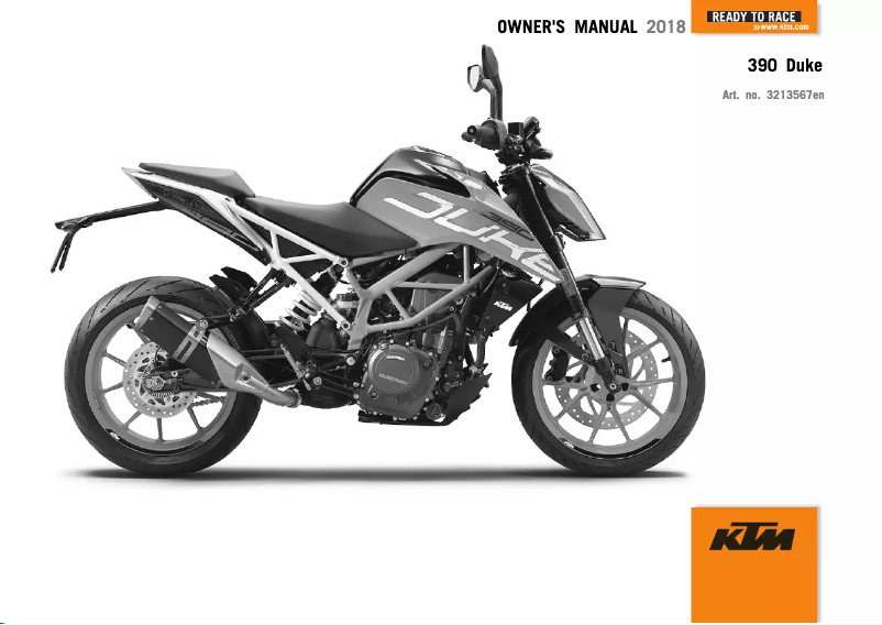 Page 1 de la notice Manuel utilisateur KTM 390 Duke (2018)