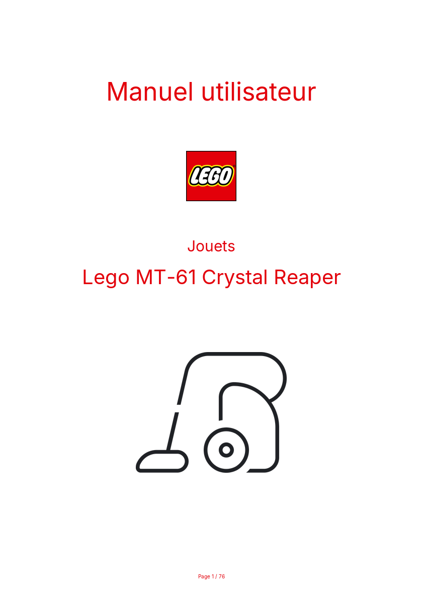 Image de la première page du manuel de l'appareil MT-61 Crystal Reaper