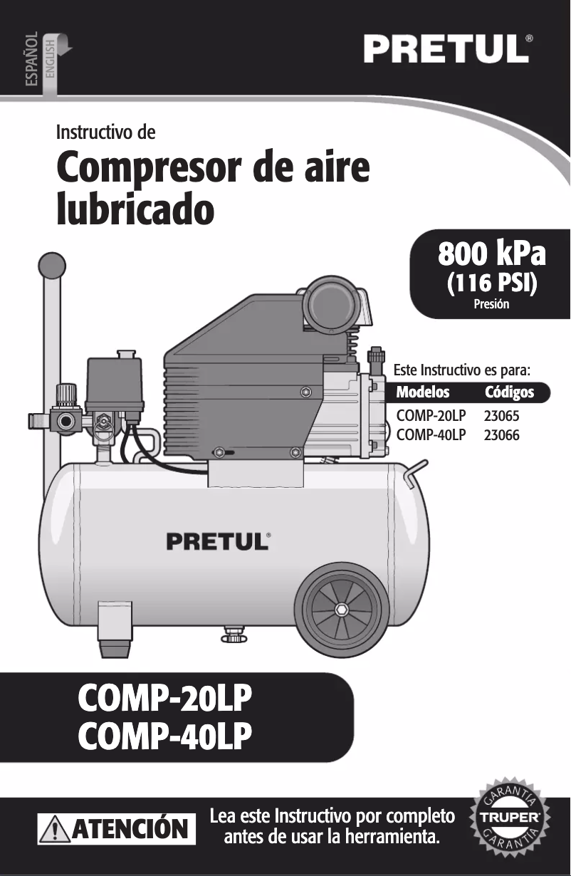 Image de la première page du manuel de l'appareil COMP-20LP