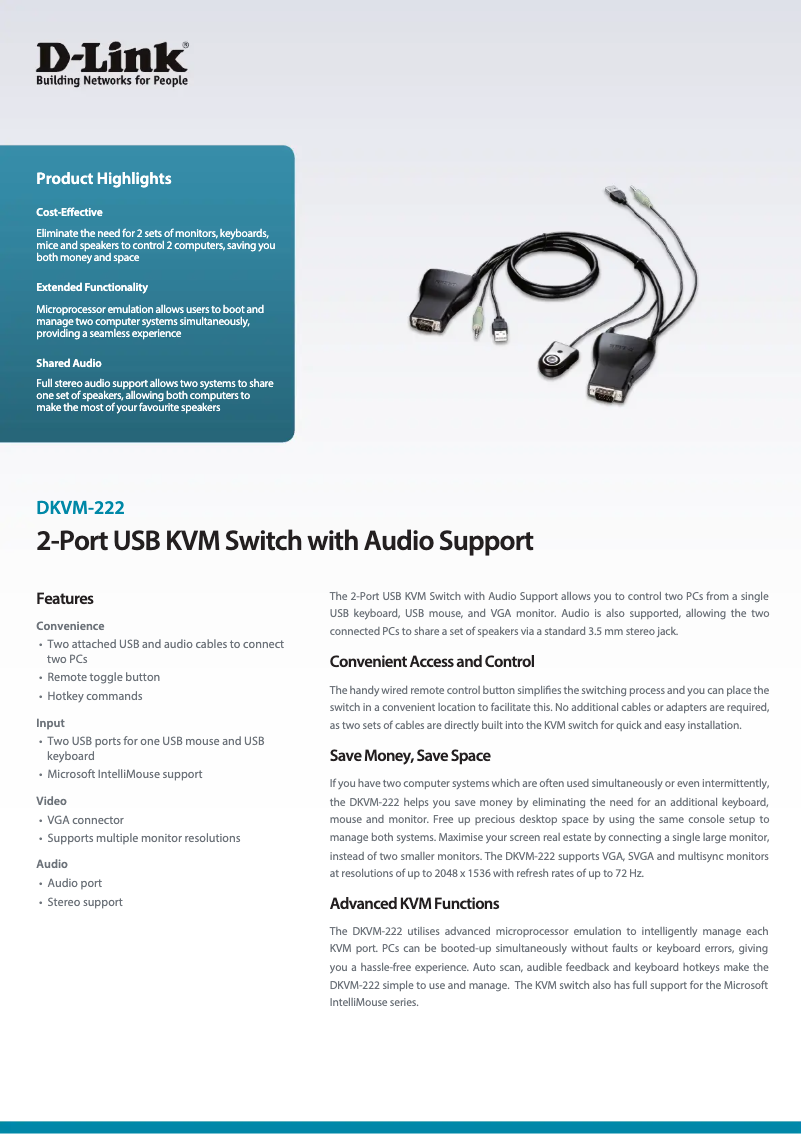 Image de la première page du manuel de l'appareil DKVM-222