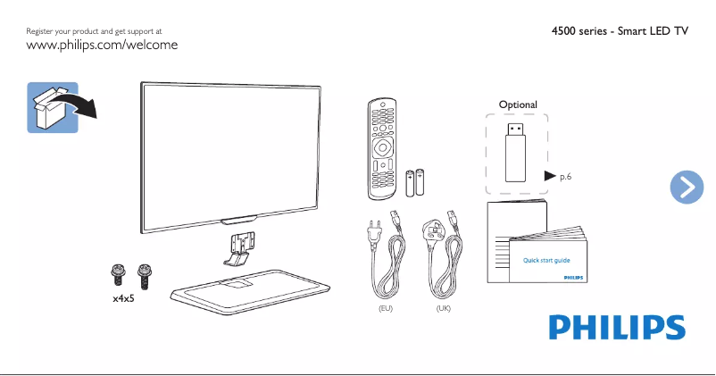 Page 1 de la notice Guide de démarrage rapide Philips 4000 series 32PHH4509