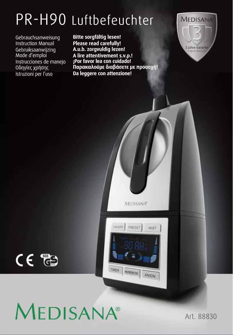 Image de la première page du manuel de l'appareil PR-H90