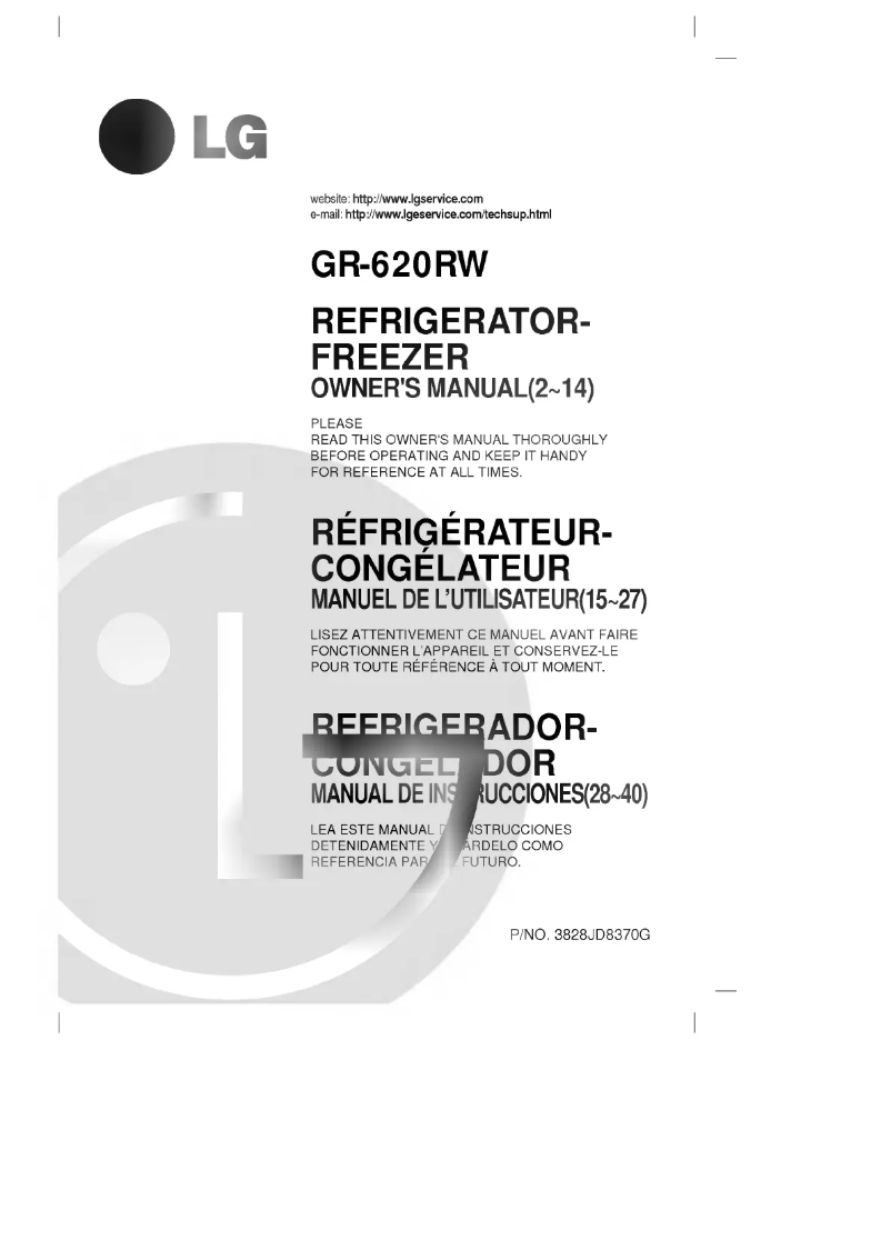 Page n°1 - Manuel utilisateur LG GR-620RX