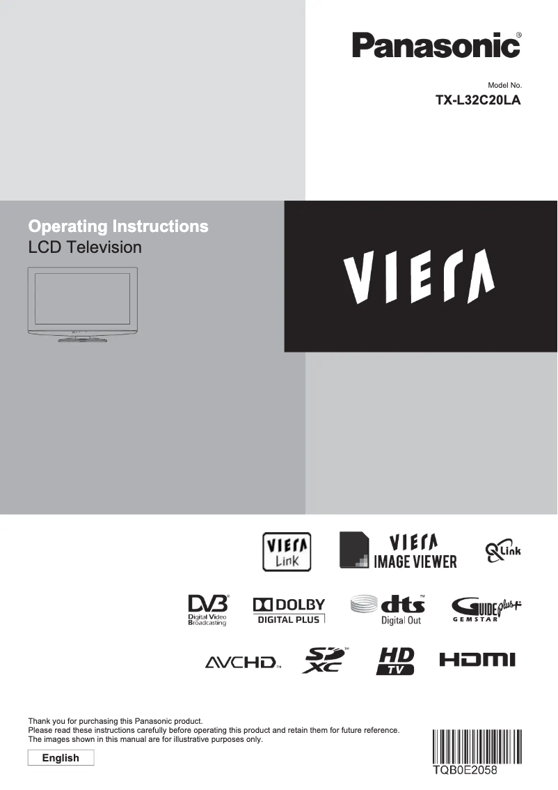 Page 1 de la notice Manuel utilisateur Panasonic Viera TX-L32C20LA