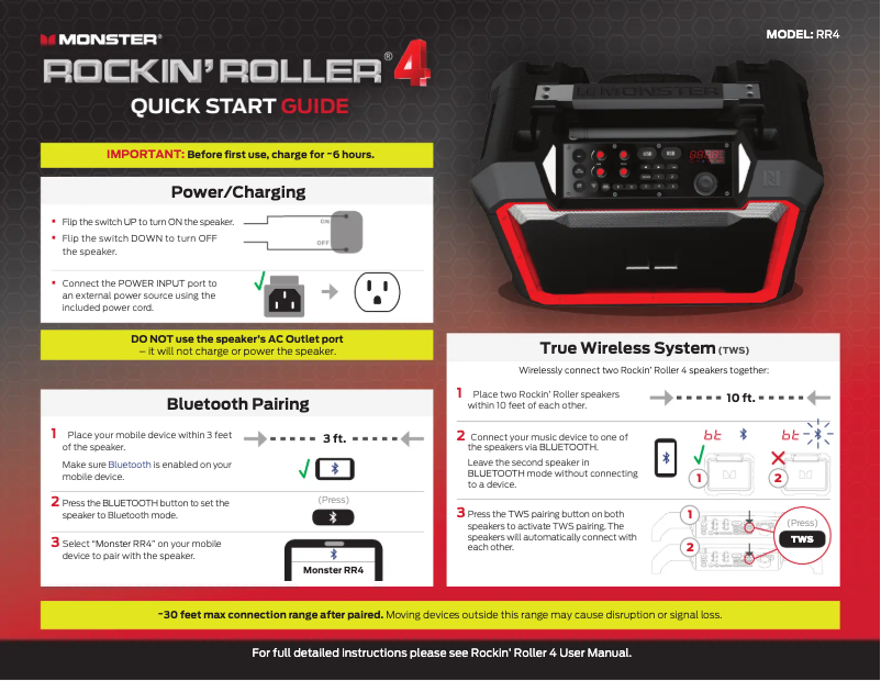 Page n°1 - Guide de démarrage rapide Monster Rockin' Roller 4