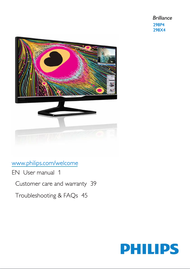 Page n°1 - Manuel utilisateur Philips Brilliance 298P4QAJEB