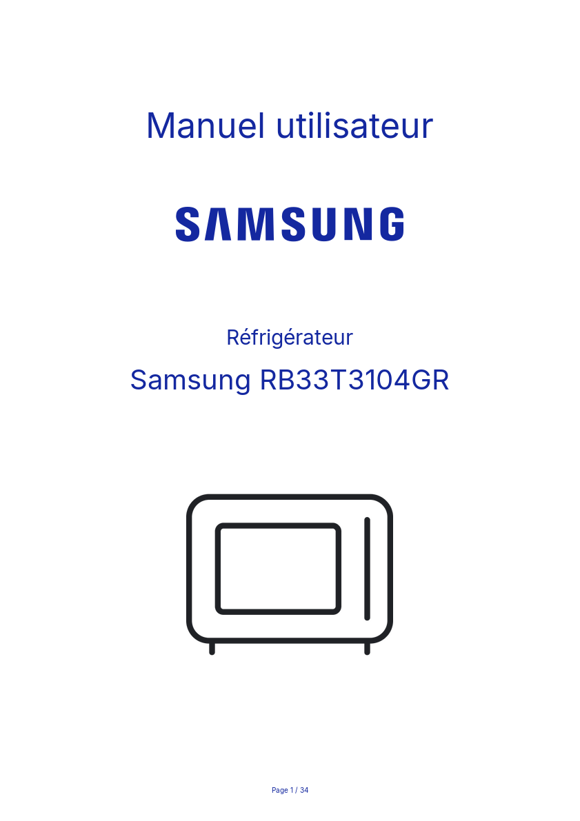 Image de la première page du manuel de l'appareil RB33T3104GR