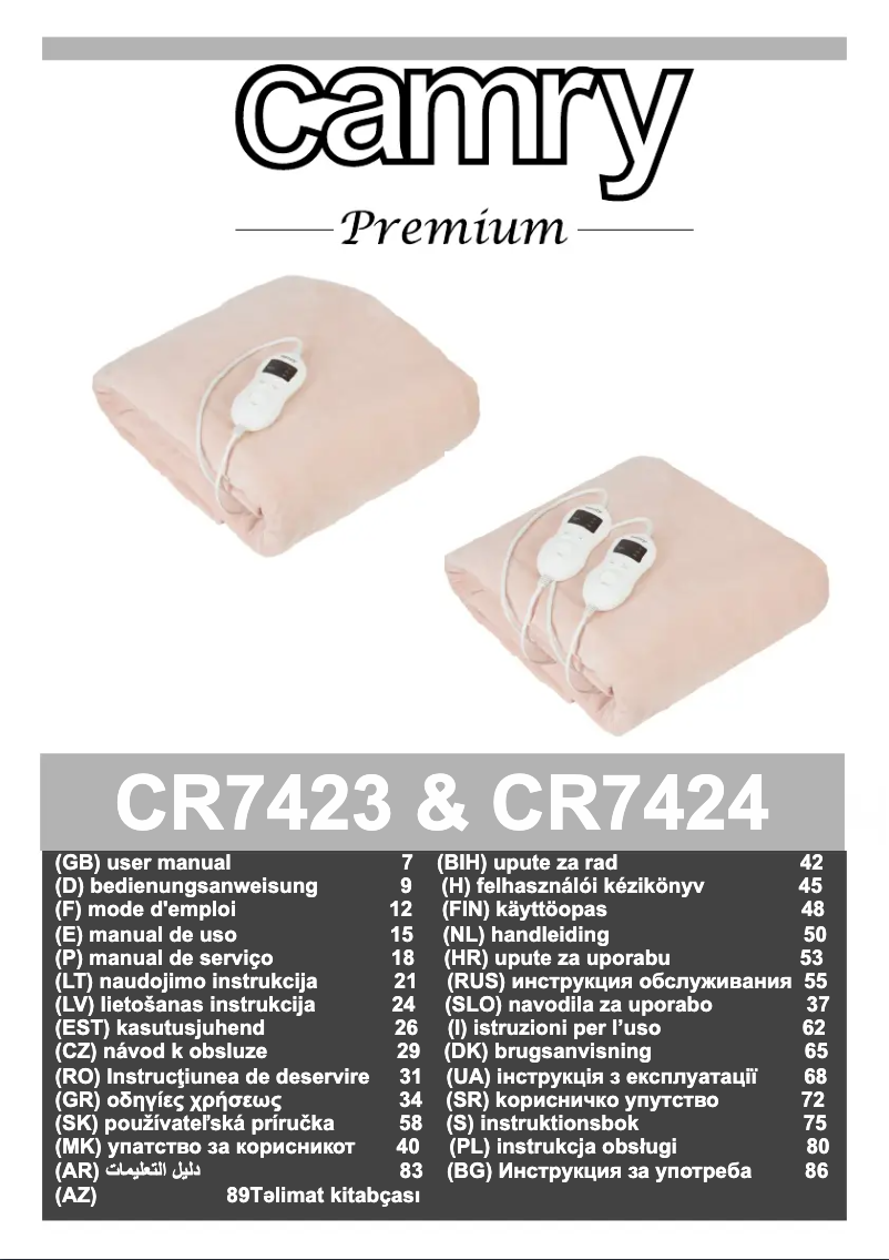 Page 1 de la notice Manuel utilisateur Camry CR 7424