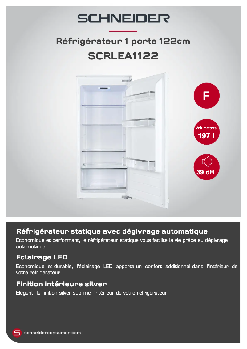 Page 1 de la notice Fiche technique Schneider SCRLEA1122