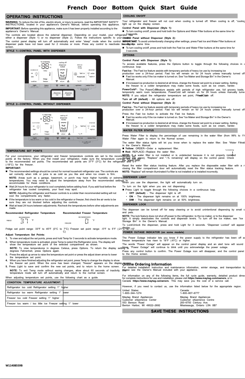 Page 1 de la notice Guide de démarrage rapide Maytag MFT2772HEZ