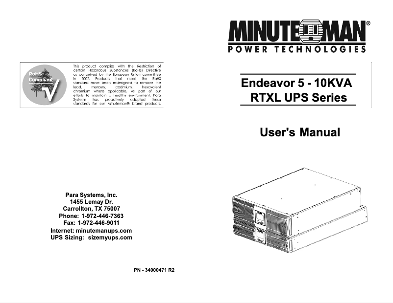 Page n°1 - Manuel utilisateur Minuteman ED12000RTXLP