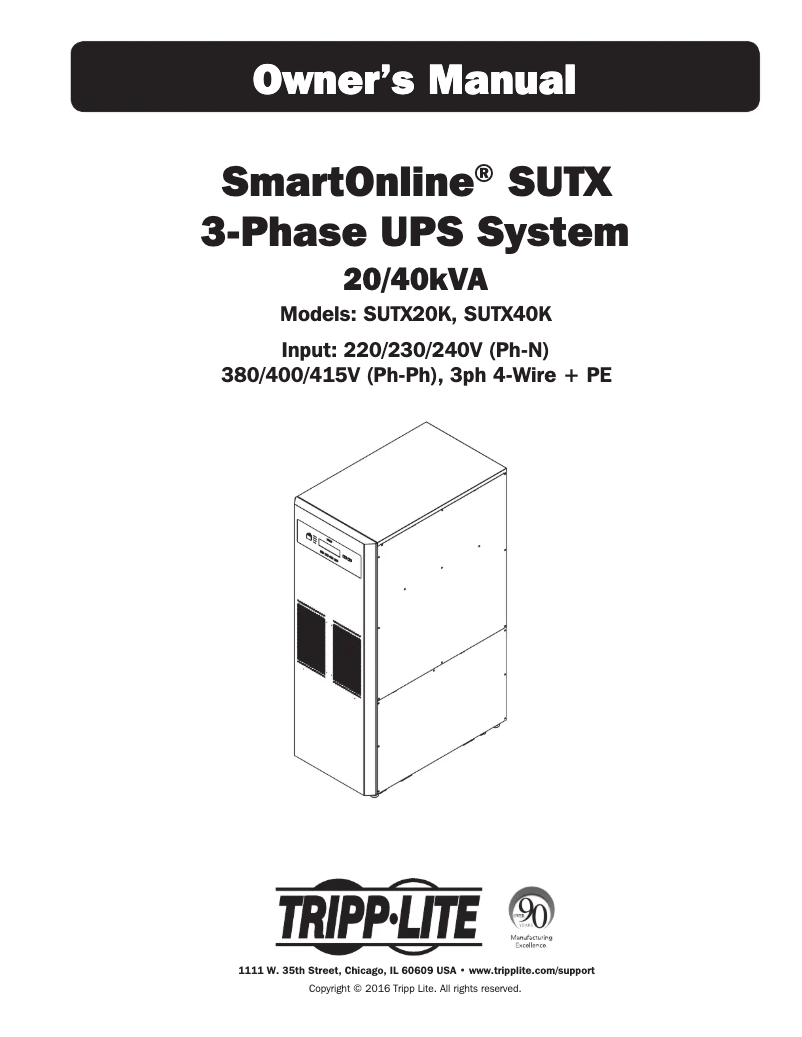 Page 1 de la notice Manuel utilisateur Tripp Lite SmartOnline SUTX20K
