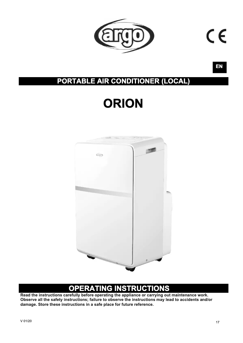 Page 1 of the manual User Manual Argoclima Orion