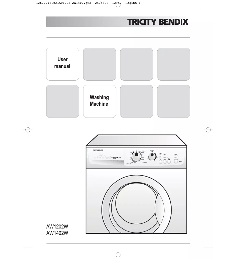 Page n°1 - Manuel utilisateur Tricity Bendix AW1402W