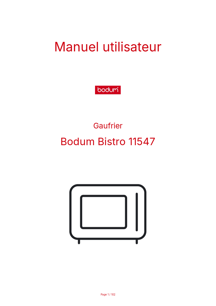 Image de la première page du manuel de l'appareil Bistro 11547