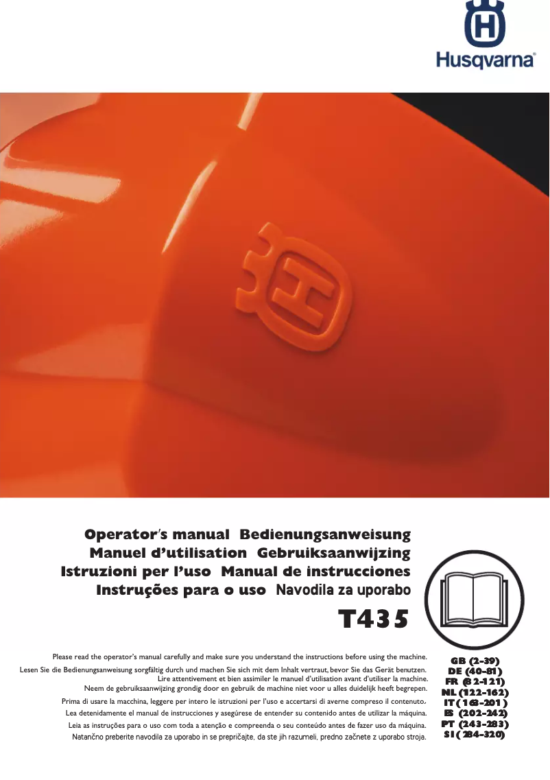 Page 1 de la notice Manuel utilisateur Husqvarna T435