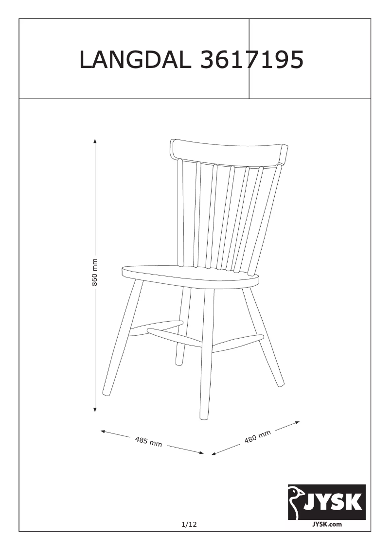 Page 1 de la notice Manuel utilisateur JYSK Langdal