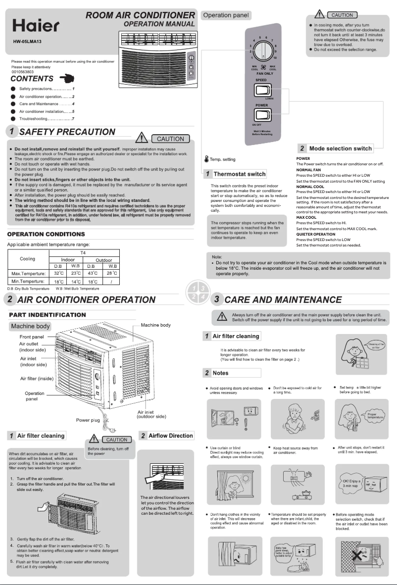 Page 1 de la notice Manuel utilisateur Haier HW-05LMB13