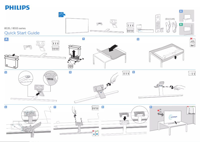 Page 1 de la notice Guide de démarrage rapide Philips 65PUS8555