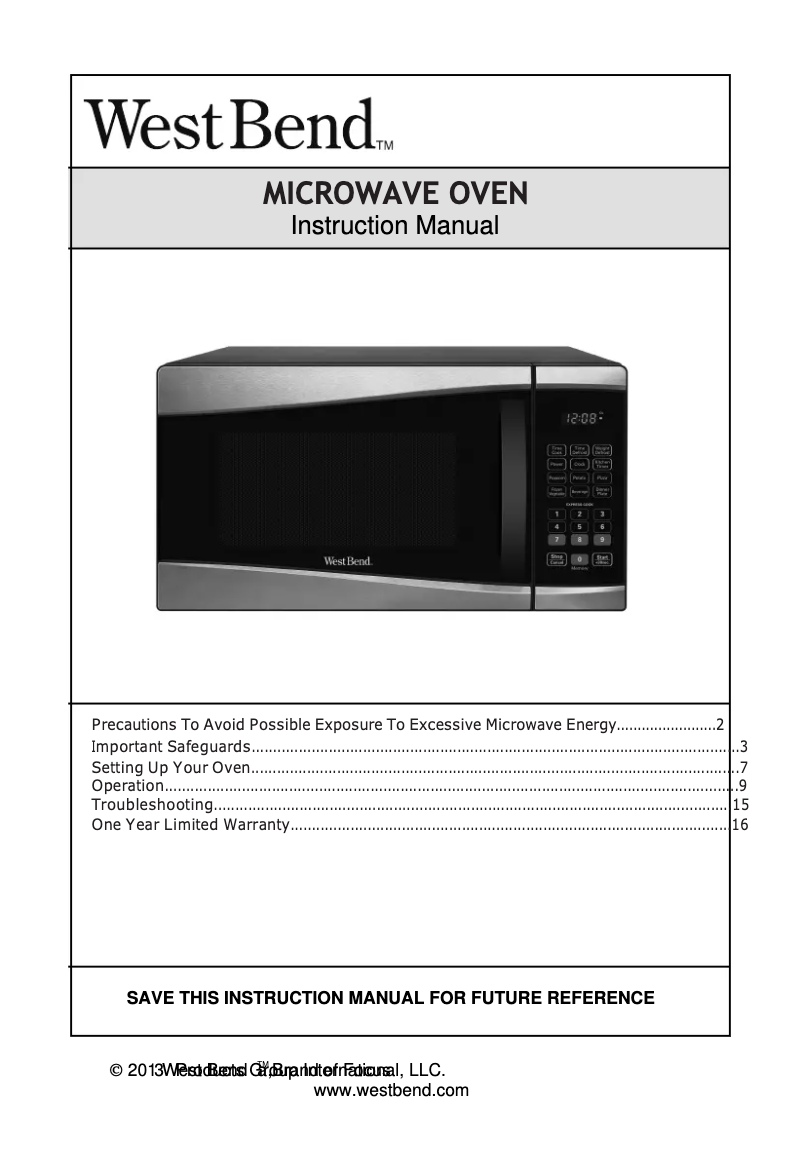 Page 1 de la notice Manuel utilisateur WestBend EM925AJW