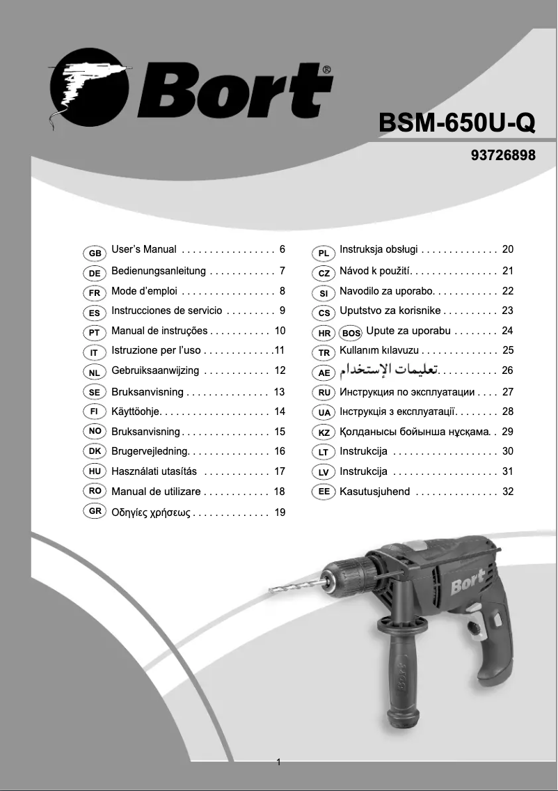 Page n°1 - Manuel utilisateur Bort BSM-650U-Q