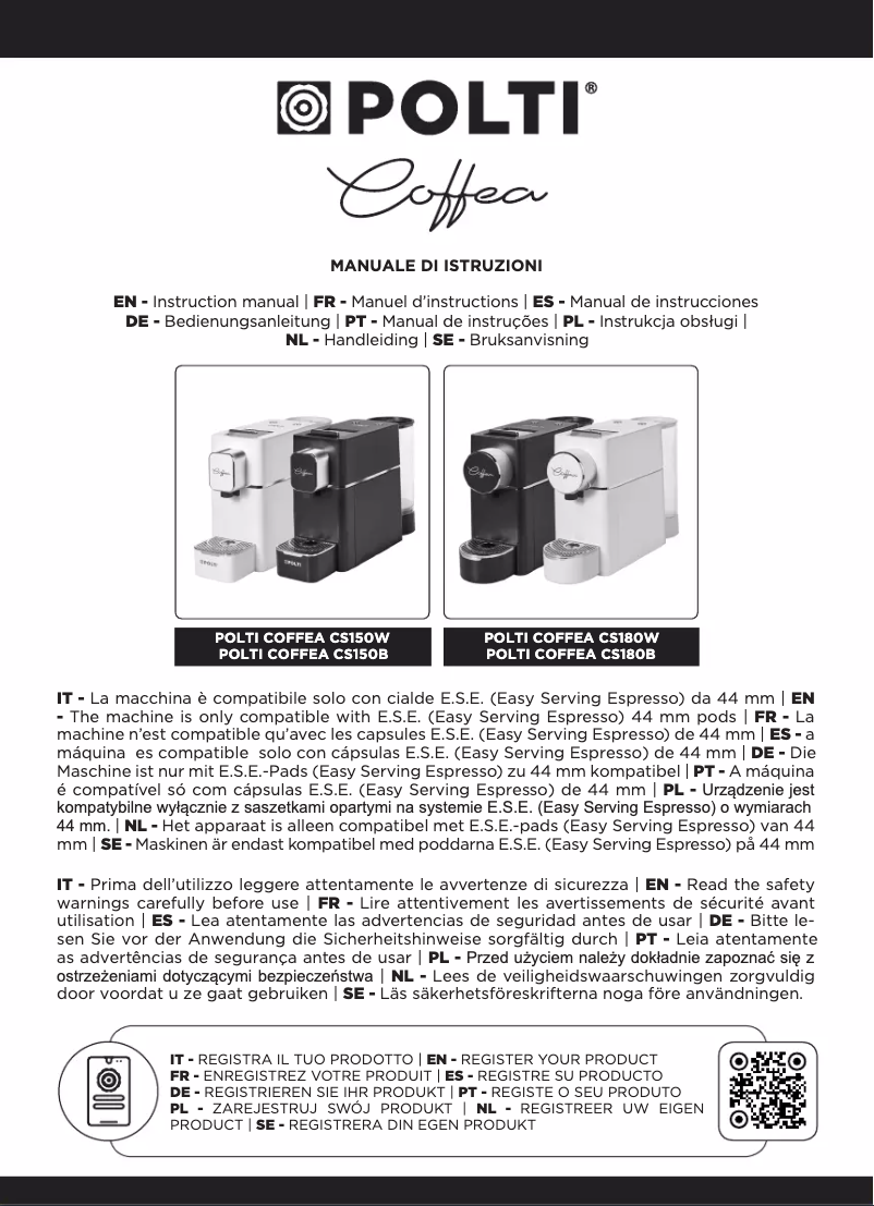 Page n°1 - Manuel utilisateur Polti Coffea