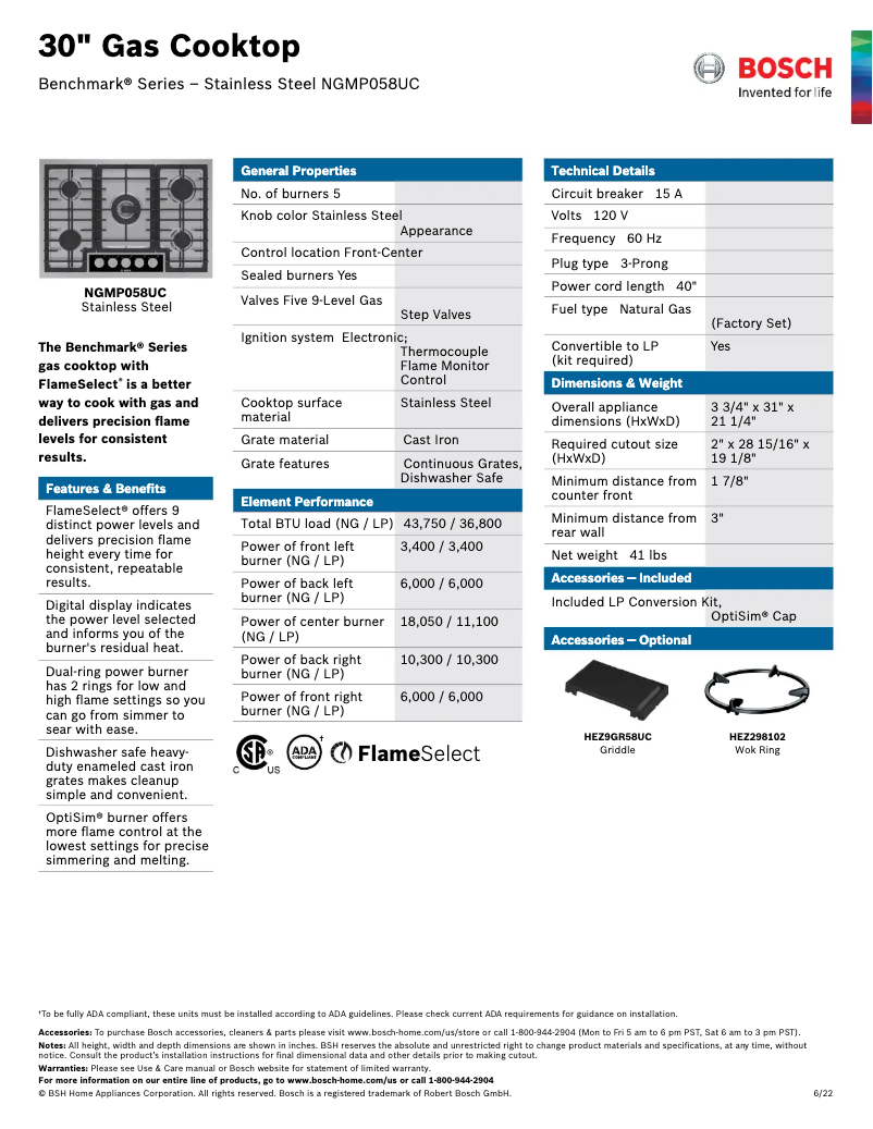 Página 1 del manual Ficha técnica Bosch NGMP058UC
