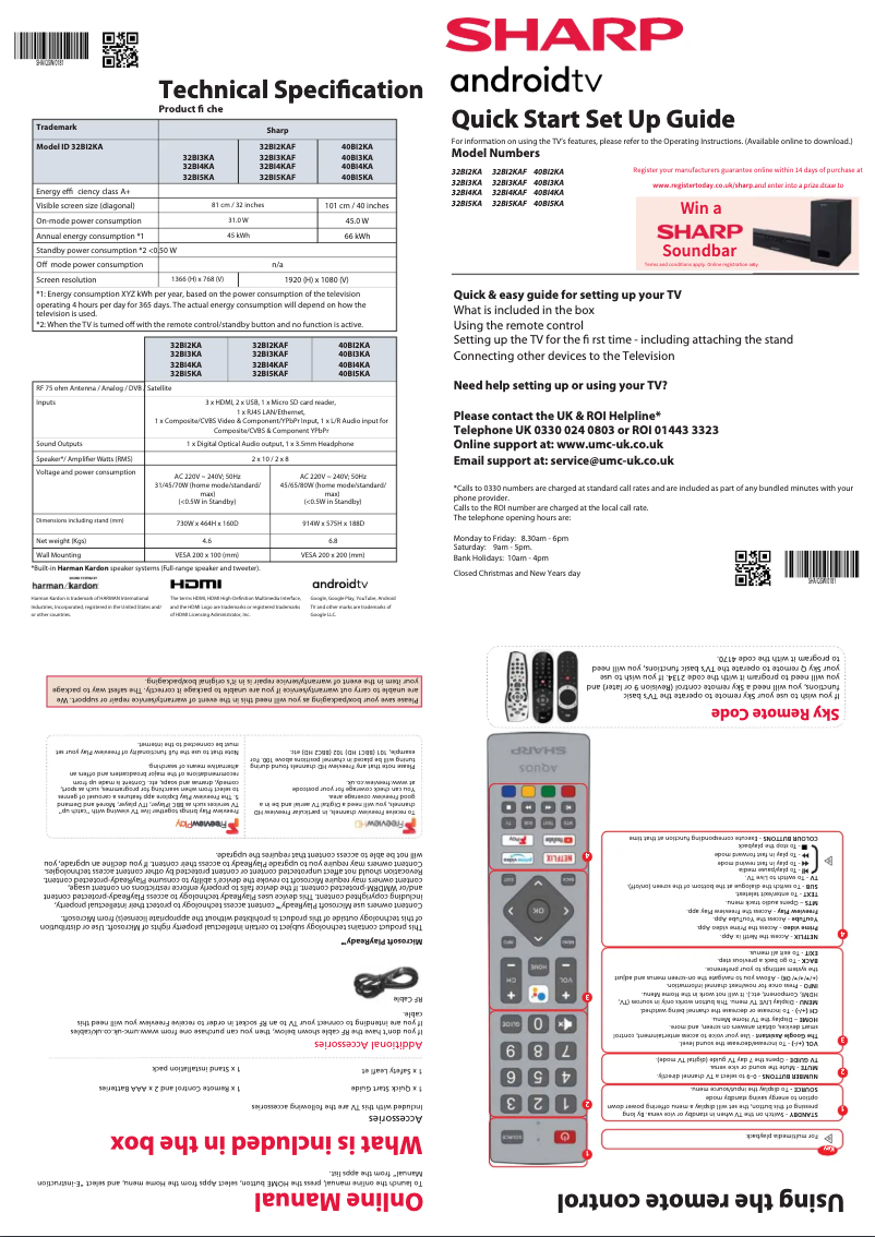 Page 1 de la notice Guide de démarrage rapide Sharp 40BI3KA