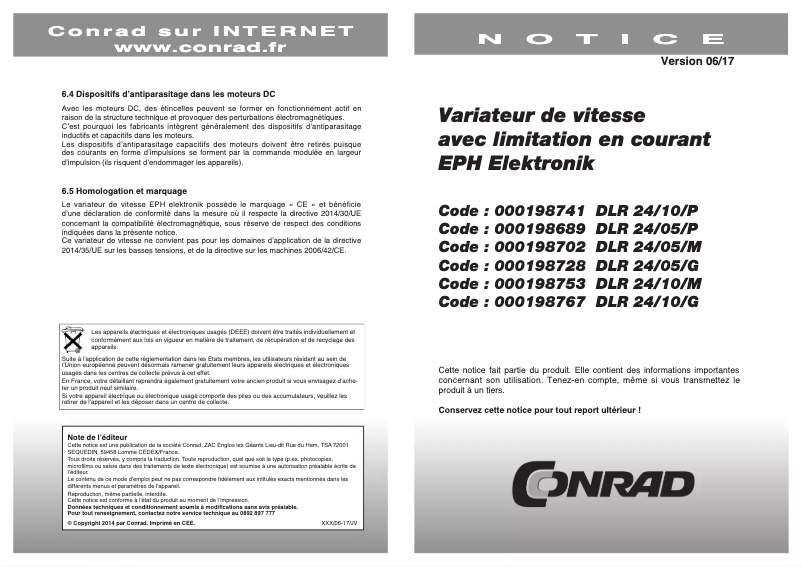 Page 1 de la notice Manuel utilisateur EPH Elektronik DLR 24/10/G
