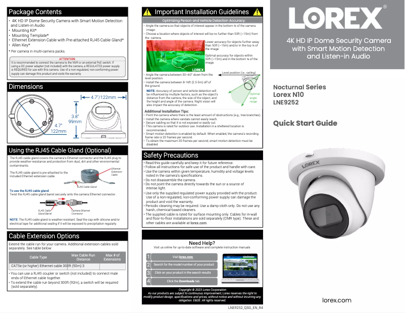 Página 1 del manual Guía de inicio rápido Lorex LNE9252