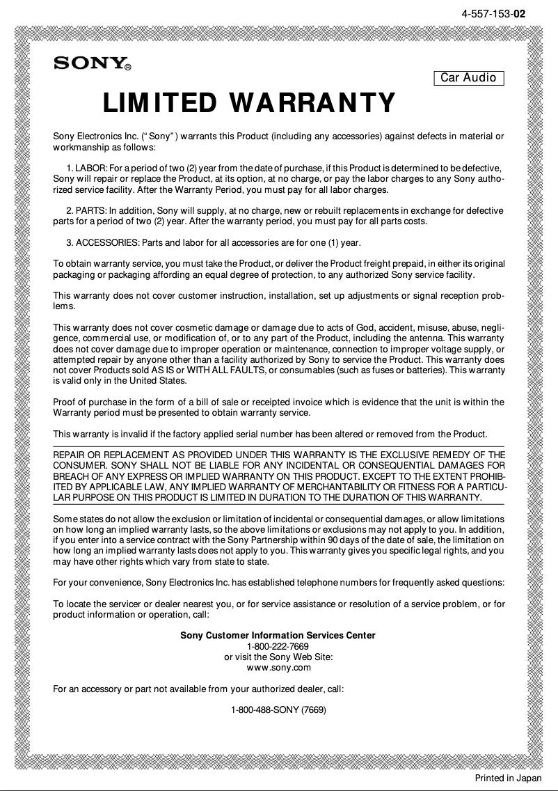 Página 1 del manual Manual de usuario Sony XM-7547