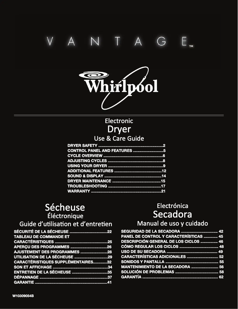 Page 1 de la notice Manuel utilisateur Whirlpool WED7990XG