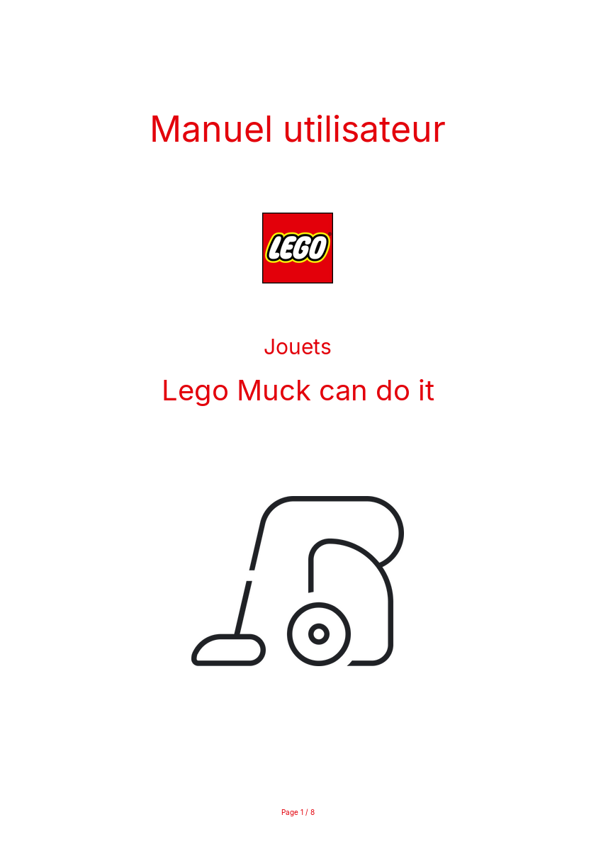 Page n°1 - Manuel utilisateur Lego Muck can do it