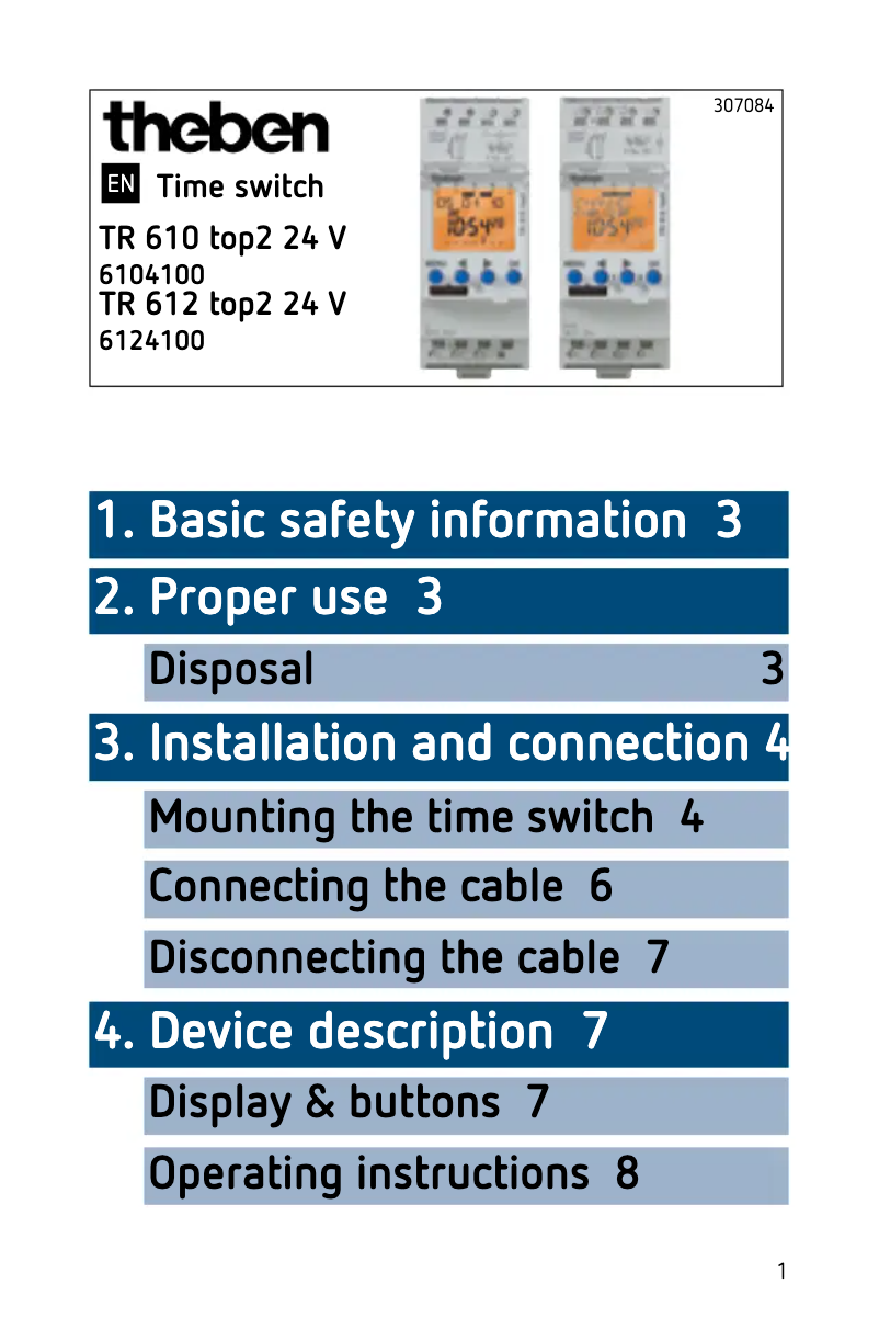 Page n°1 - Manuel utilisateur Theben TR 610 top2 24V
