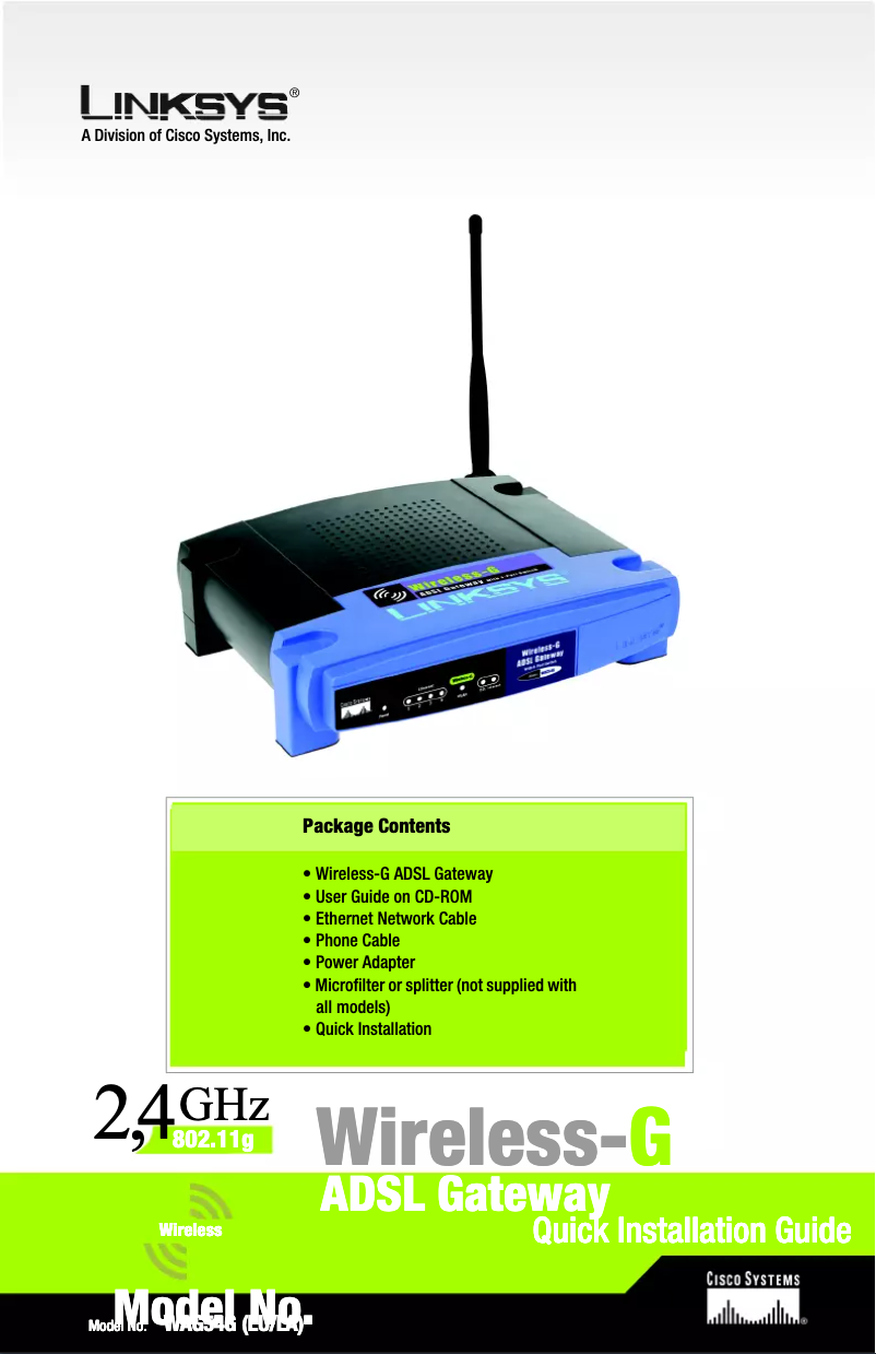 Page n°1 - Manuel utilisateur Linksys Wireless-G WAG54G2