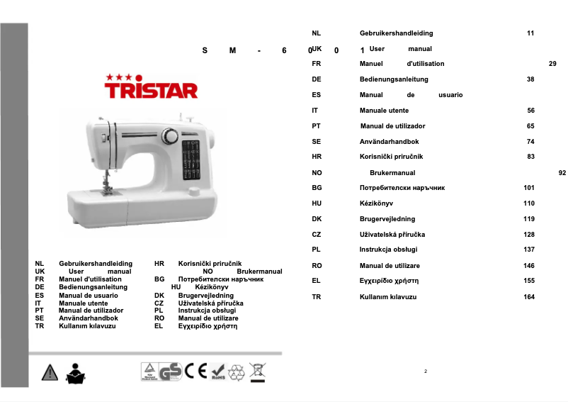 Page 1 de la notice Manuel utilisateur TriStar SM-6001