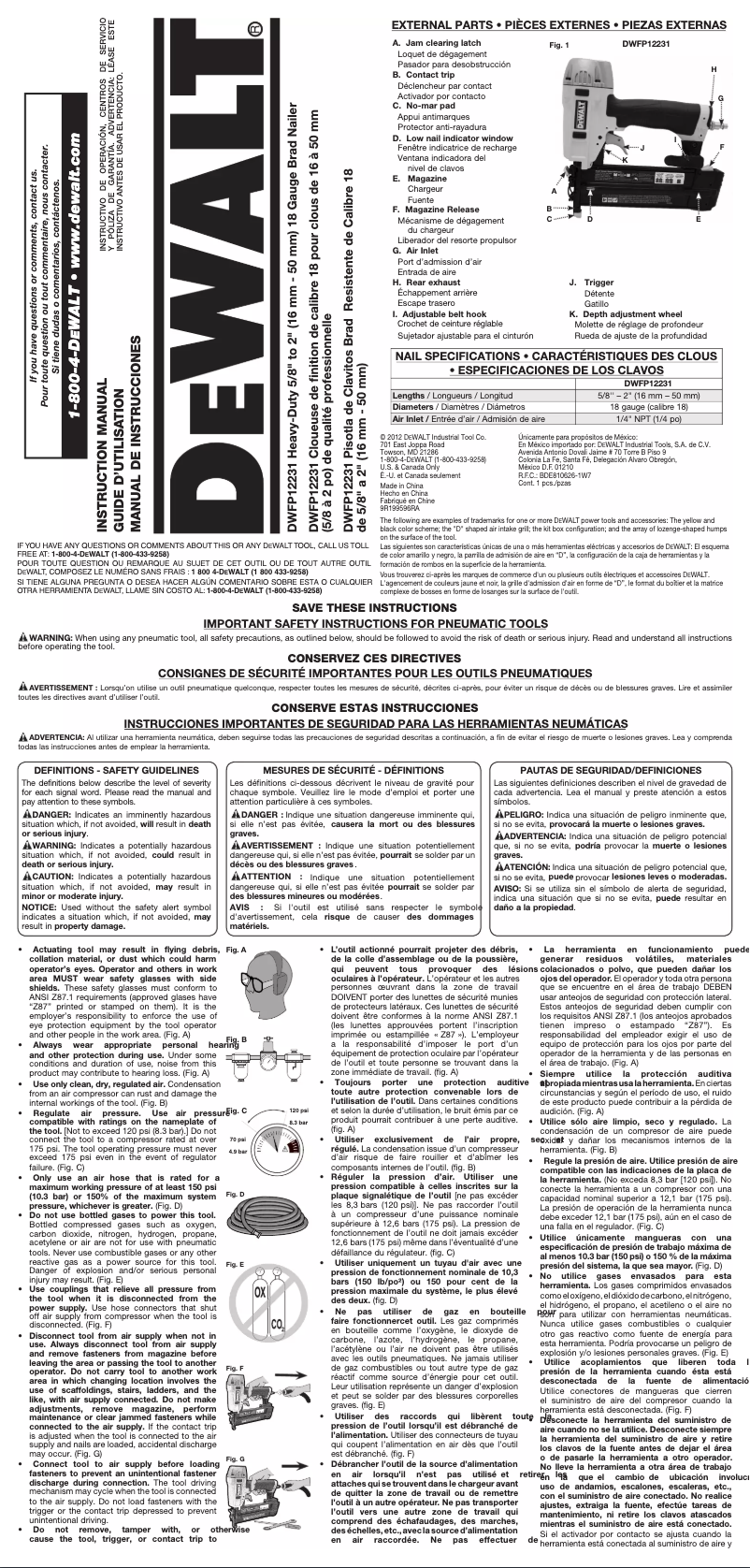 Image de la première page du manuel de l'appareil DWFP12231