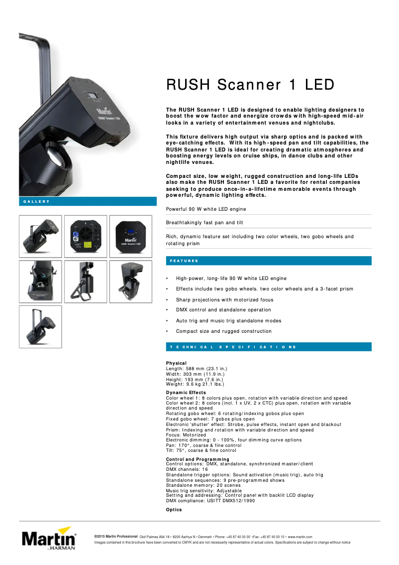 Page n°1 - Fiche technique Martin RUSH Scanner 1 LED