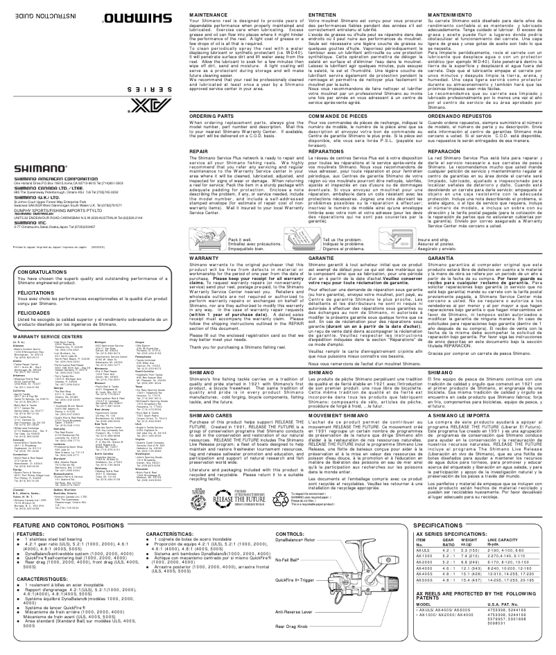 Página 1 del manual Manual de usuario Shimano AX 2000
