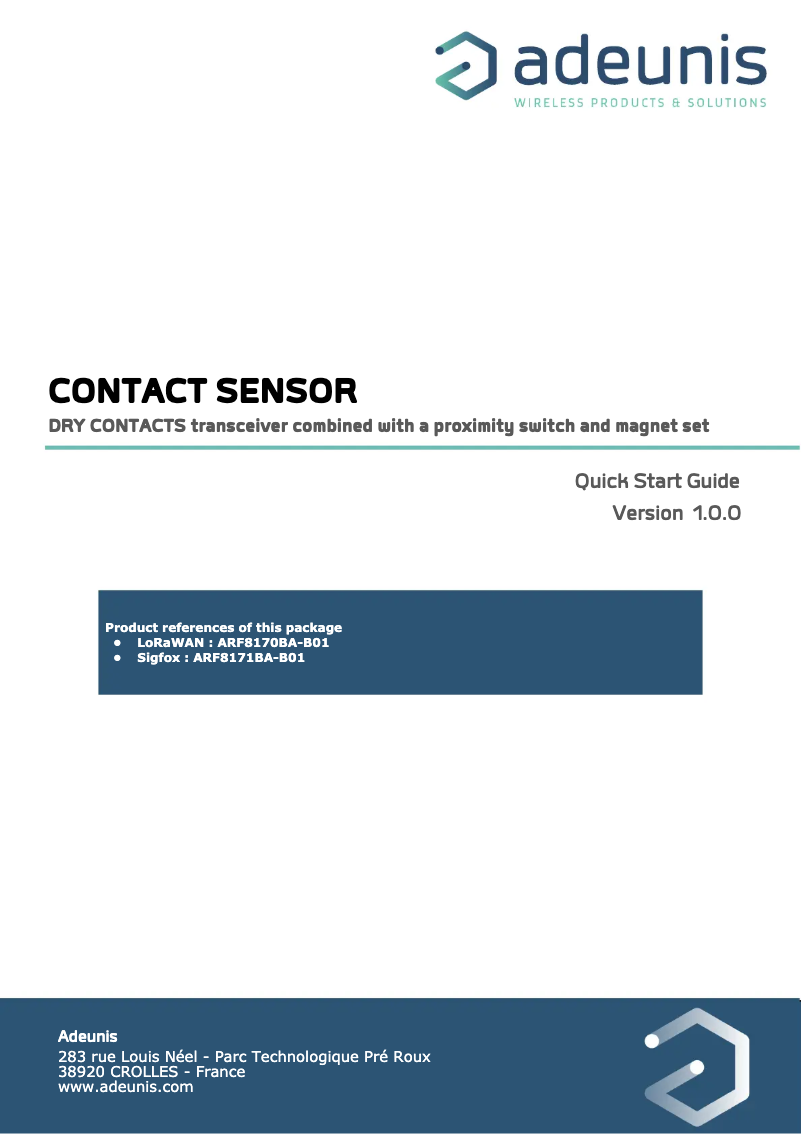 Image de la première page du manuel de l'appareil ARF8170BA-B01