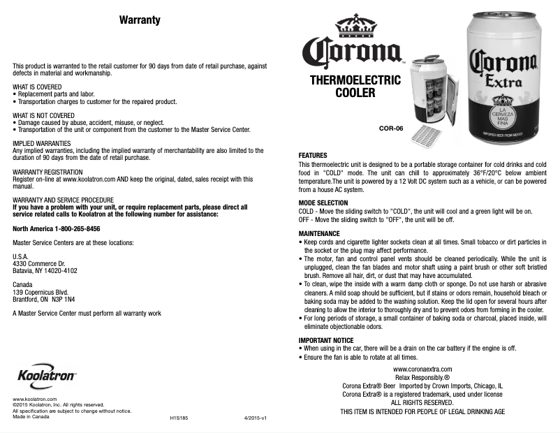 Page n°1 - Manuel utilisateur Corona COR06