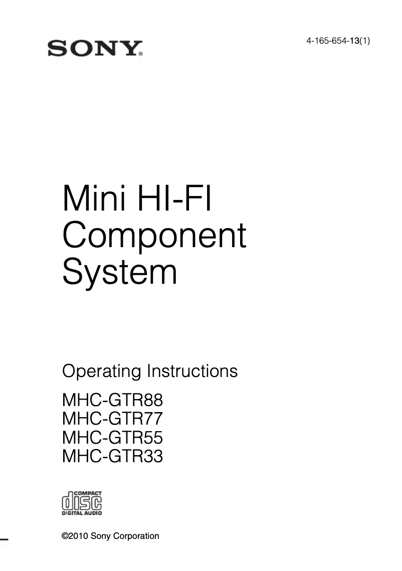 Image de la première page du manuel de l'appareil MHC-GTR55