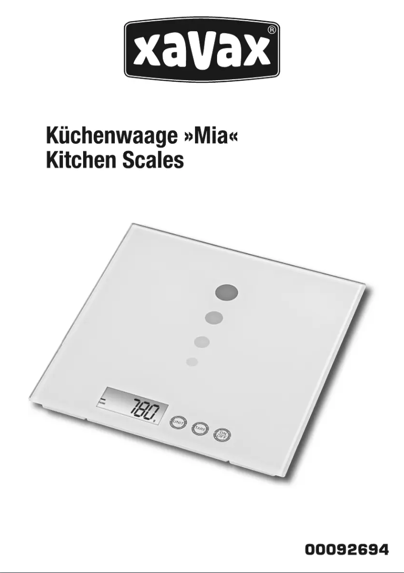 Page 1 de la notice Manuel utilisateur Xavax Mia 92694