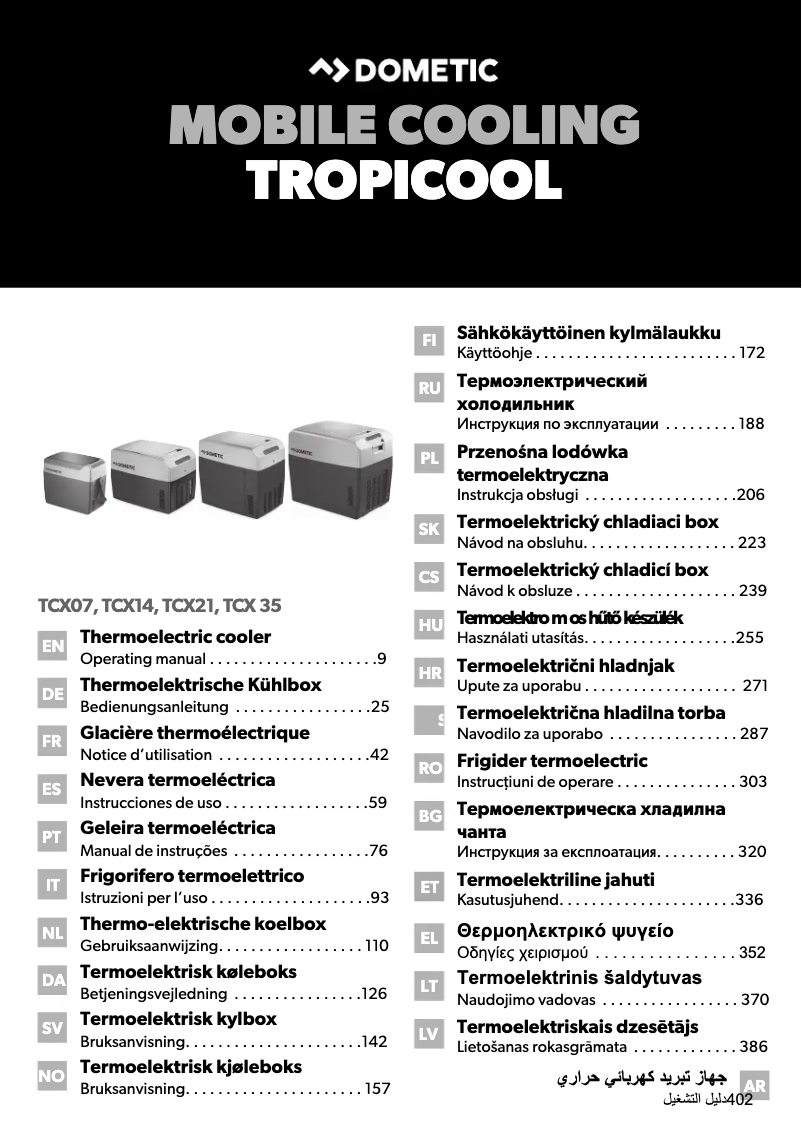 Page 1 de la notice Manuel utilisateur Dometic TropiCool TCX 35