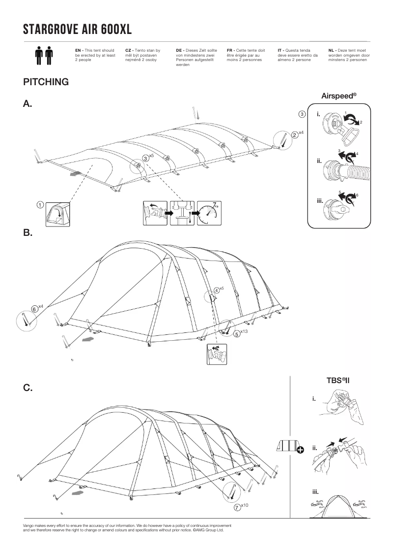 Page 1 de la notice Manuel utilisateur Vango Stargrove Air 600XL