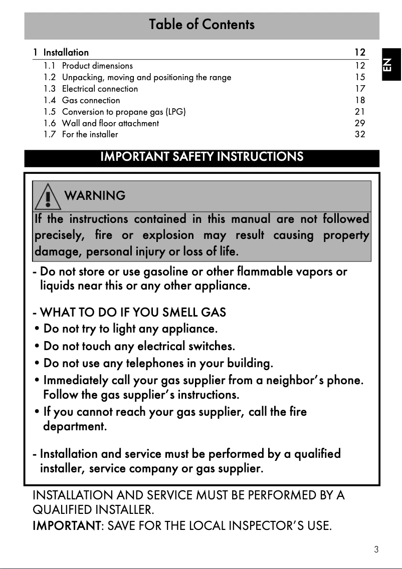 Página 1 del manual Ficha técnica Smeg SPR24UGGX