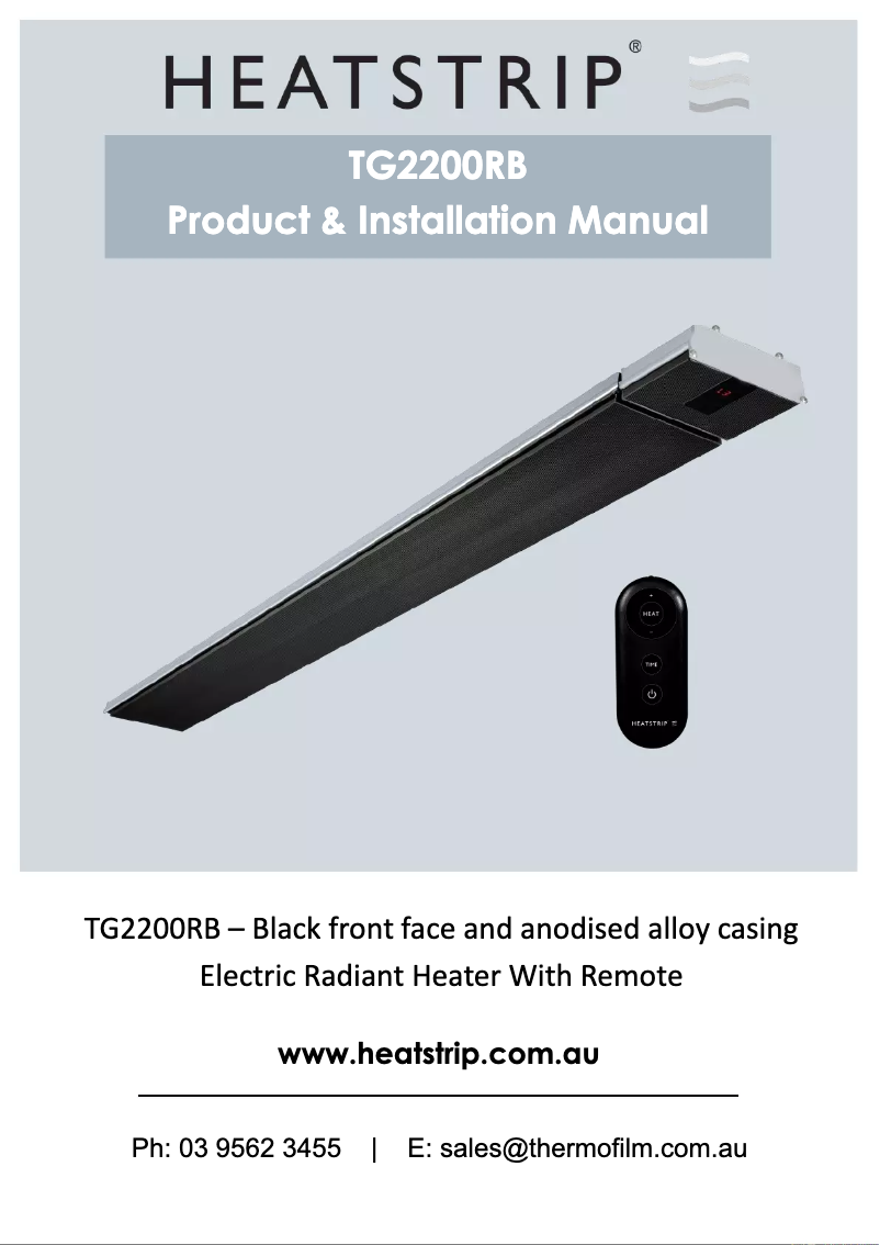 Page 1 de la notice Manuel utilisateur Heatstrip TG2200RB