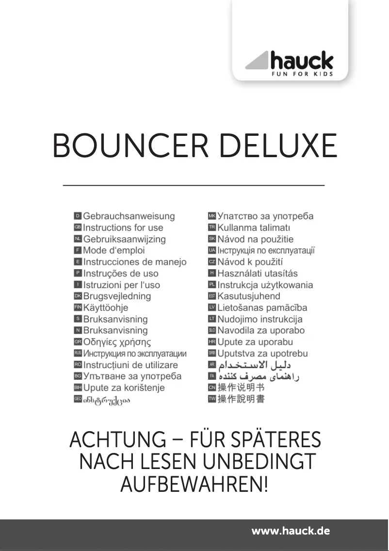 Page 1 de la notice Manuel utilisateur Hauck Bouncer Deluxe