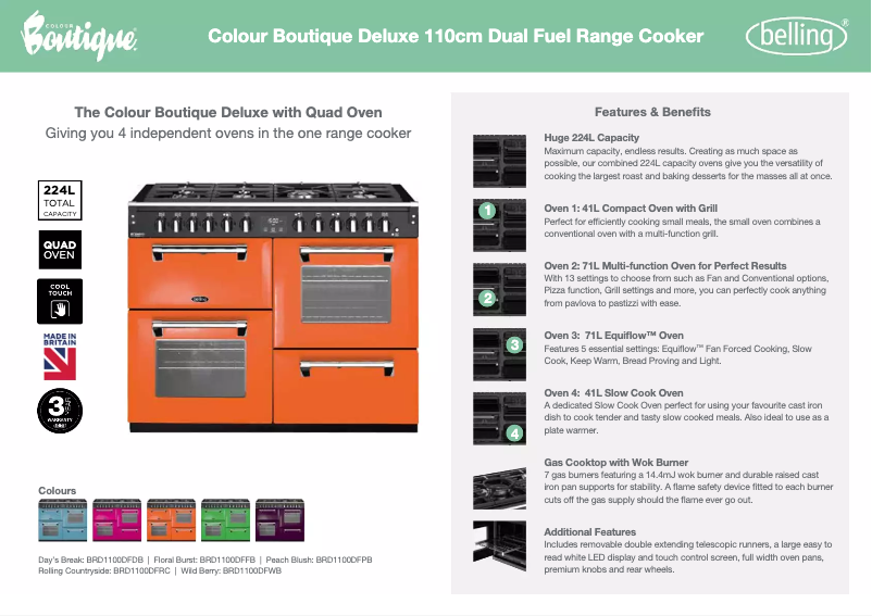 Page 1 de la notice Manuel utilisateur Belling BRD1100DFDB