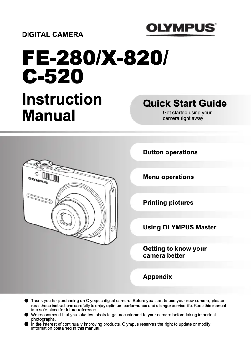 Page 1 de la notice Manuel utilisateur Olympus X-820